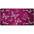 Pink White Butterfly Oil Rubbed Metal Novelty License Plate 12" x 6" (LP)