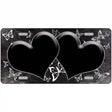 Black White Hearts Butterfly Oil Rubbed Metal Novelty License Plate 12" x 6" (LP)