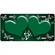 Green White Hearts Butterfly Oil Rubbed Metal Novelty License Plate 12" x 6" (LP)