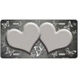 Gray White Hearts Butterfly Oil Rubbed Metal Novelty License Plate 12" x 6" (LP)