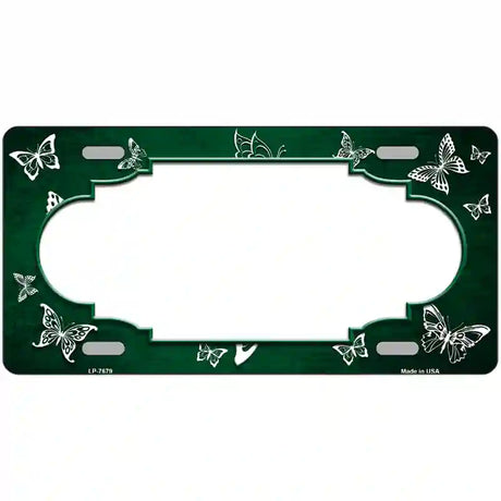 Green White Scallop Butterfly Oil Rubbed Metal Novelty License Plate 12" x 6" (LP)