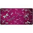 Pink White Dragonfly Oil Rubbed Metal Novelty License Plate 12" x 6" (LP)