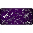 Purple White Dragonfly Oil Rubbed Metal Novelty License Plate 12" x 6" (LP)