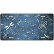 Light Blue White Dragonfly Oil Rubbed Metal Novelty License Plate 12" x 6" (LP)