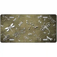 Gold White Dragonfly Oil Rubbed Metal Novelty License Plate 12" x 6" (LP)