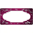 Pink White Dragonfly Scallop Oil Rubbed Metal Novelty License Plate 12" x 6" (LP)