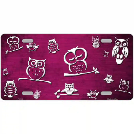 Pink White Owl Oil Rubbed Metal Novelty License Plate 12" x 6" (LP)