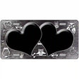 Black White Owl Hearts Oil Rubbed Metal Novelty License Plate 12" x 6" (LP)