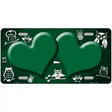 Green White Owl Hearts Oil Rubbed Metal Novelty License Plate 12" x 6" (LP)