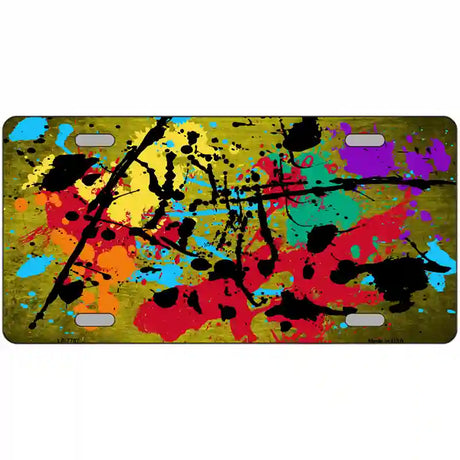 Yellow Splatter Oil Rubbed Metal Novelty License Plate 12" x 6" (LP)