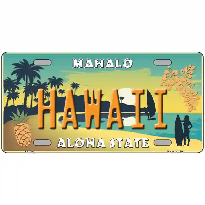 Hawaii Pineapple Novelty Metal License Plate 12" x 6" (LP)