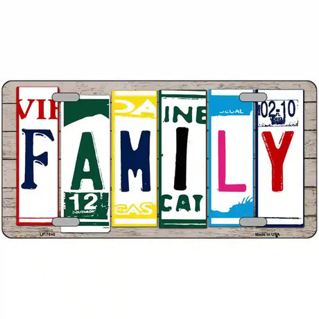 Family License Plate Art Wood Metal Novelty License Plate 12" x 6" (LP)