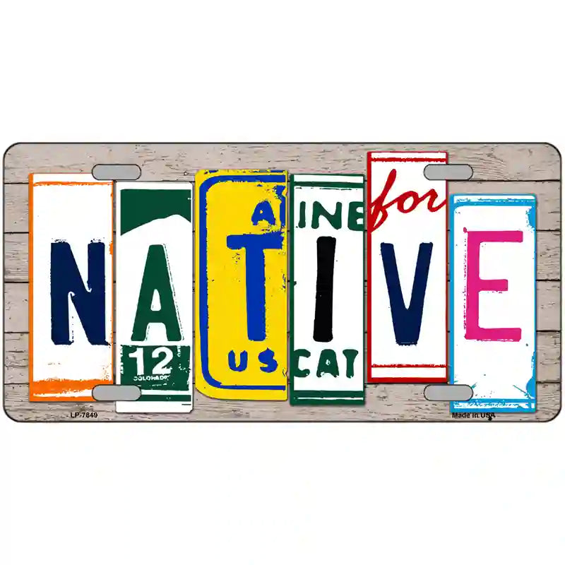 Native License Plate Art Wood Metal Novelty License Plate 12" x 6" (LP)