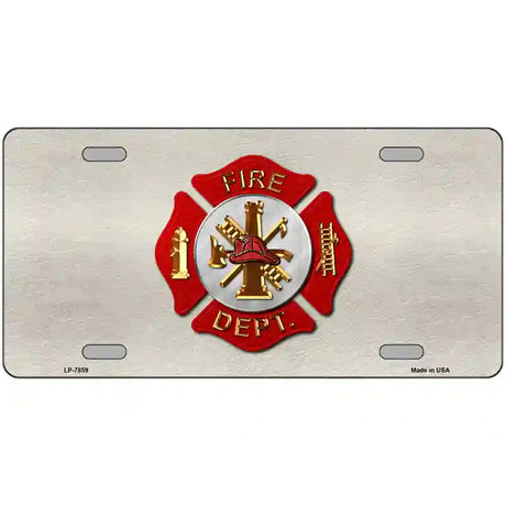 Fire Department Metal Novelty License Plate 12" x 6" (LP)