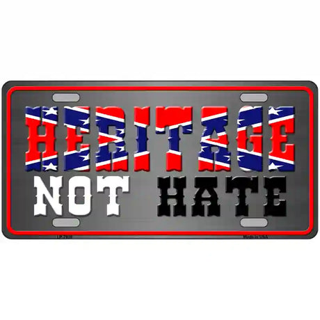 Heritage Not Hate Rebel Flag Novelty Metal License Plate 12" x 6" (LP)