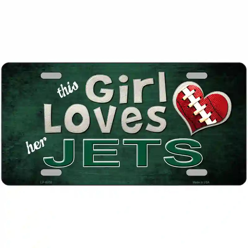 This Girl Loves Her Jets Novelty Metal License Plate 12" x 6" (LP)