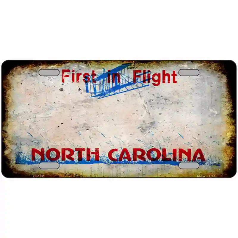 North Carolina State Rusty Novelty Metal License Plate 12" x 6" (LP)