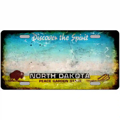 North Dakota State Rusty Novelty Metal License Plate 12" x 6" (LP)