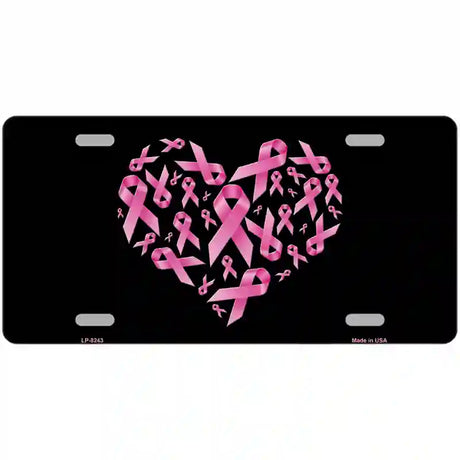 Pink Ribbons Novelty Metal License Plate 12" x 6" (LP)