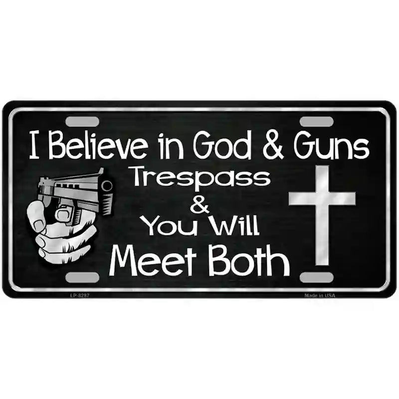 God And Guns Novelty Metal License Plate 12" x 6" (LP)