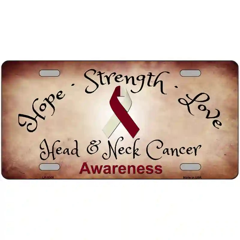 Head and Neck Cancer Ribbon Novelty Metal License Plate 12" x 6" (LP)