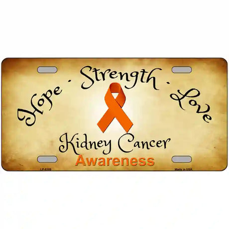 Kidney Cancer Ribbon Novelty Metal License Plate 12" x 6" (LP)