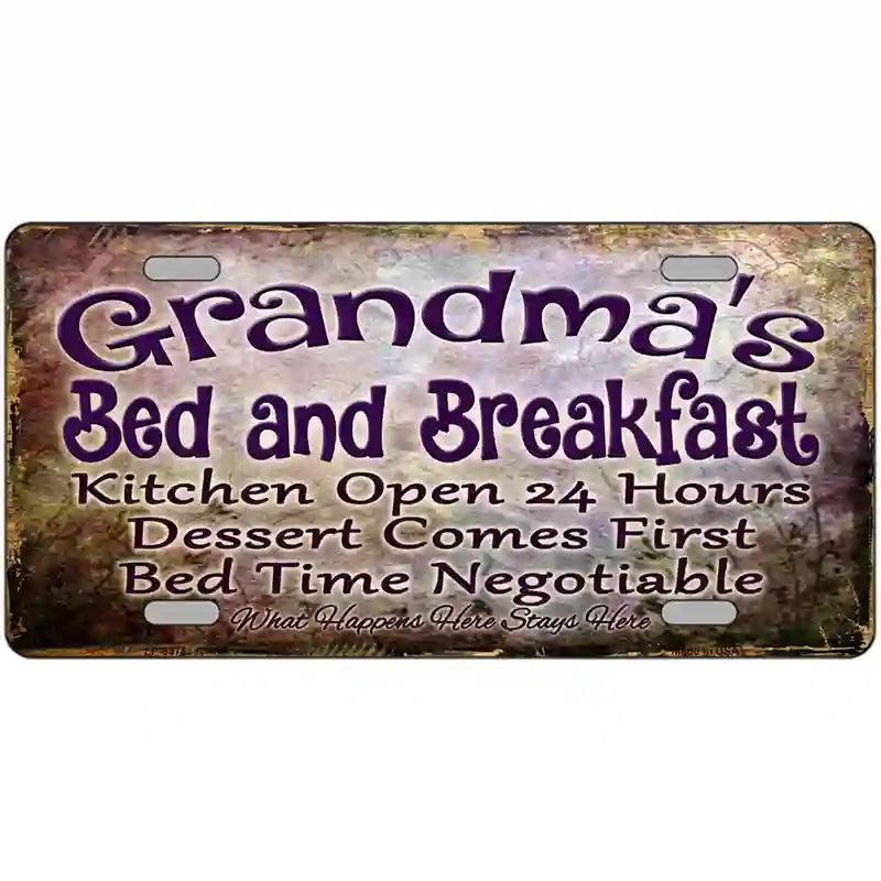 Grandmas Bed & Breakfast Metal Novelty License Plate 12" x 6" (LP)