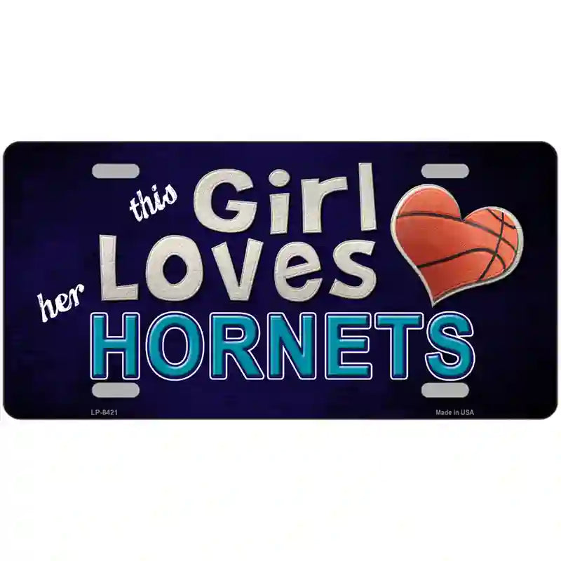 This Girl Loves Her Hornets Novelty Metal License Plate 12" x 6" (LP)