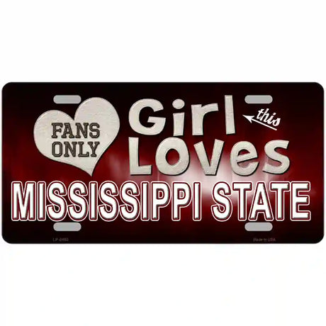 This Girl Loves Mississippi State Novelty Metal License Plate 12" x 6" (LP)