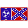 Confederate Flag Tennessee Novelty Metal License Plate 12" x 6" (LP)