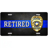 Retired Police Thin Blue Line Metal Novelty License Plate