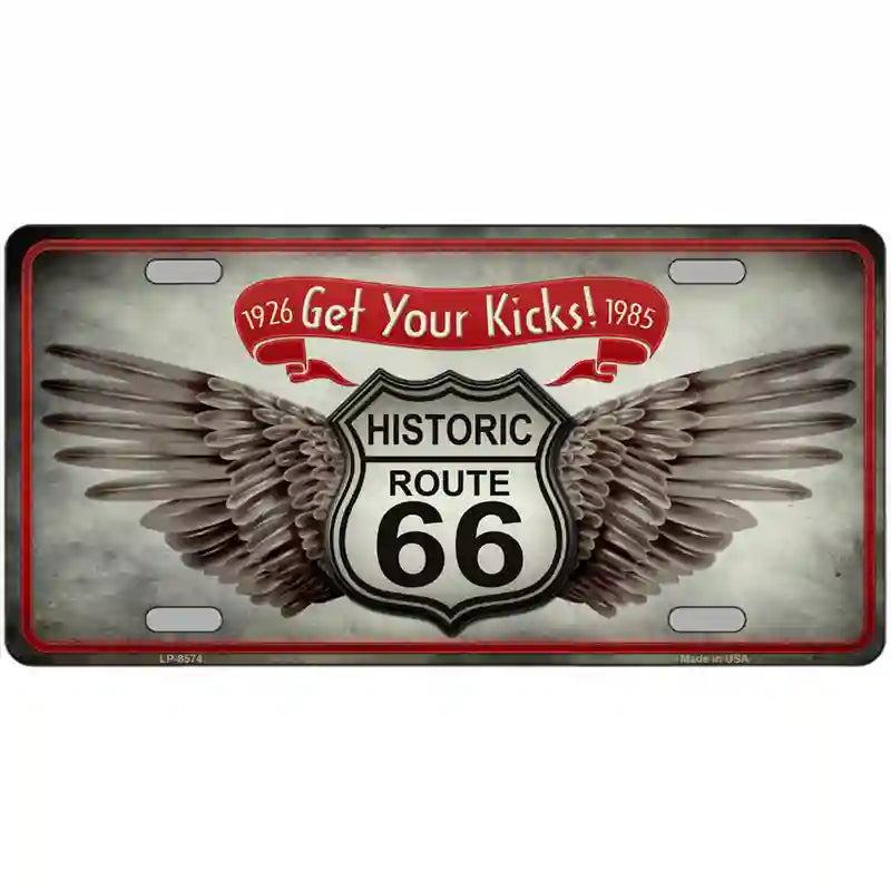 Get Your Kicks Metal Novelty License Plate