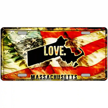 Massachusetts Love Metal Novelty License Plate 12" x 6" (LP)