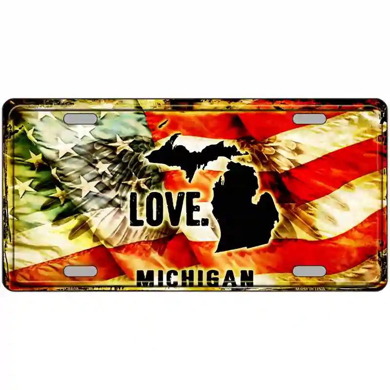 Michigan Love Metal Novelty License Plate 12" x 6" (LP)