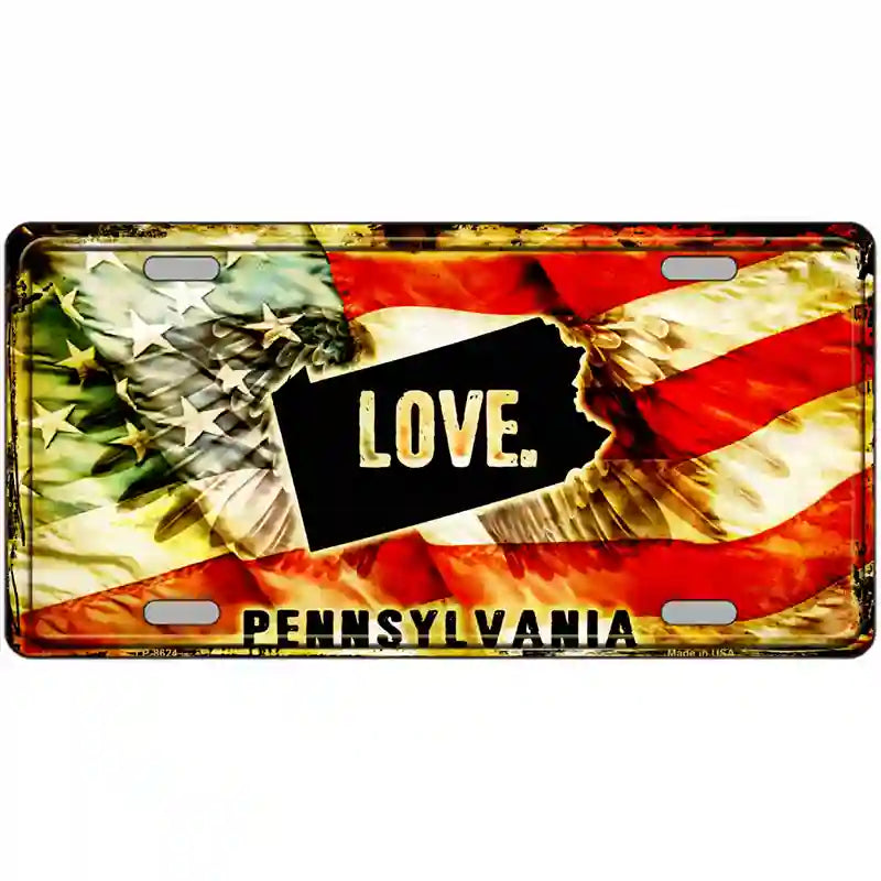 Pennsylvania Love Metal Novelty License Plate 12" x 6" (LP)