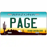 Page Arizona Metal Novelty License Plate 12" x 6" (LP)