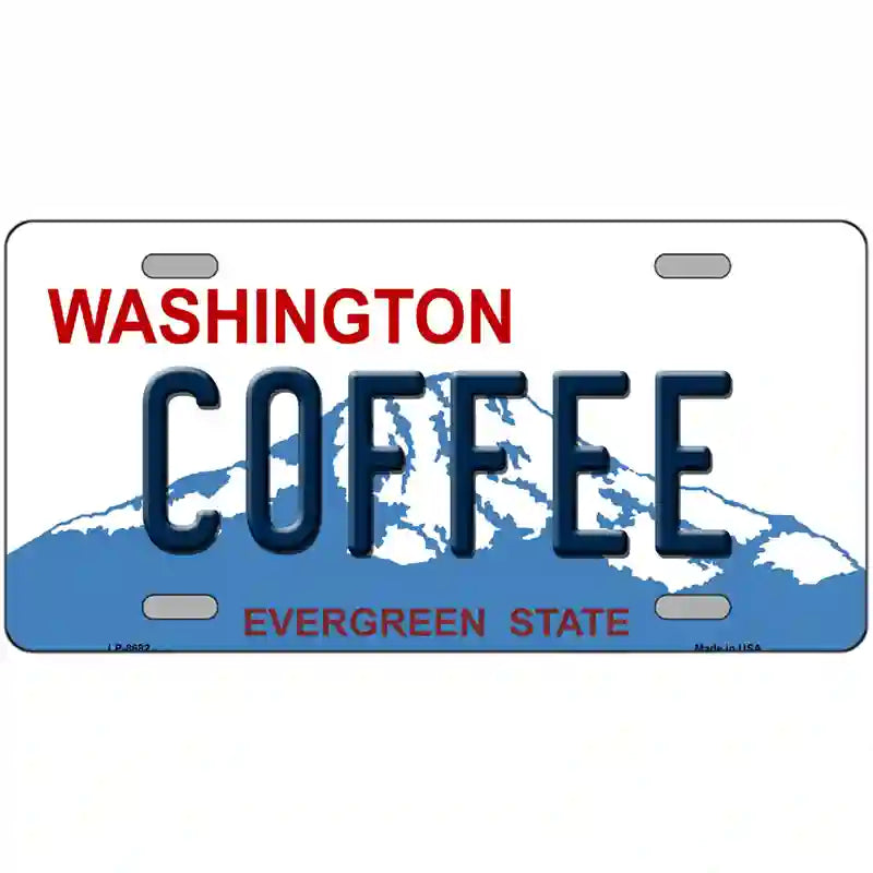 Coffee Washington Metal Novelty License Plate 12" x 6" (LP)