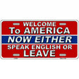 Speak English Or Leave Metal Novelty License Plate 12" x 6" (LP)