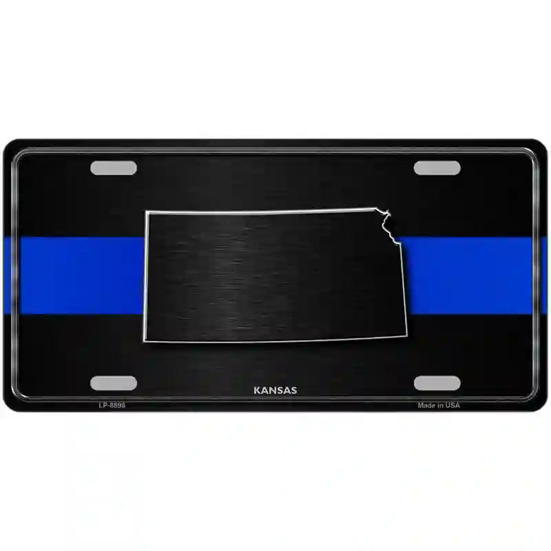 Kansas Thin Blue Line Metal Novelty License Plate 12" x 6" (LP)