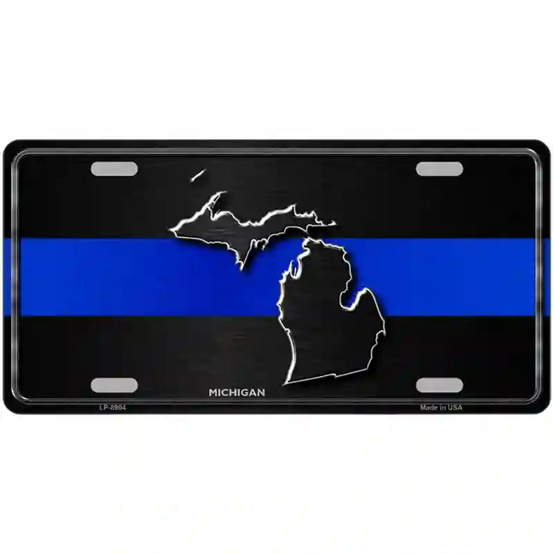 Michigan Thin Blue Line Metal Novelty License Plate 12" x 6" (LP)