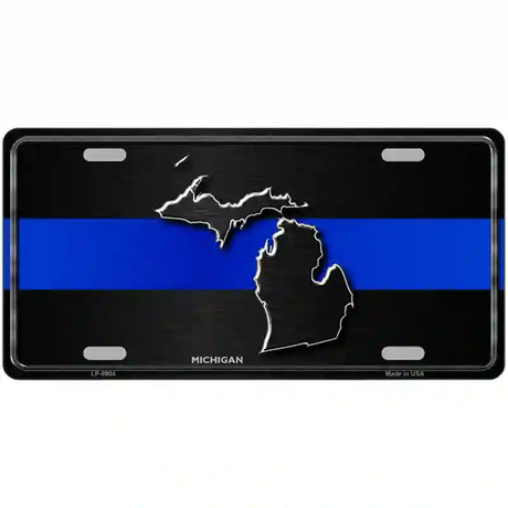 Michigan Thin Blue Line Metal Novelty License Plate 12" x 6" (LP)