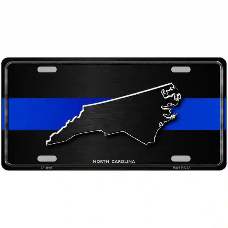 North Carolina Thin Blue Line Metal Novelty License Plate 12" x 6" (LP)