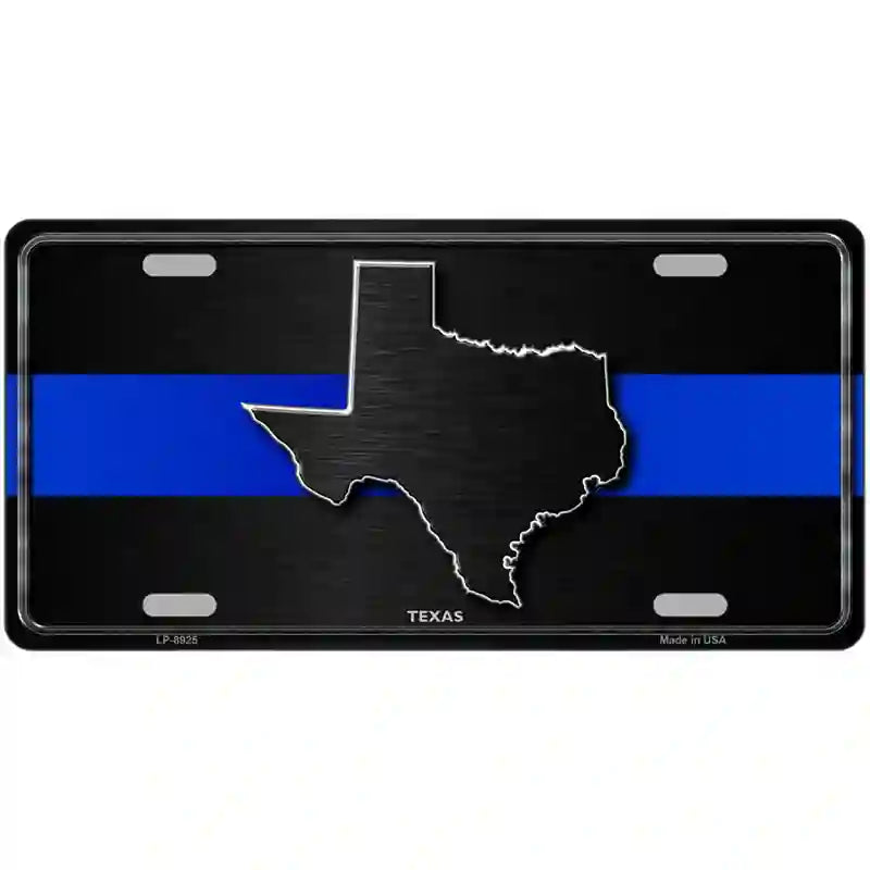 Texas Thin Blue Line Metal Novelty License Plate 12" x 6" (LP)