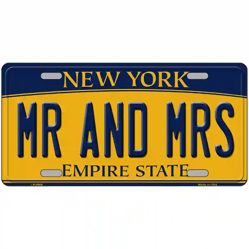 Mr and Mrs New York Metal Novelty License Plate 12" x 6" (LP)