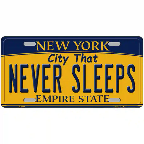 Never Sleeps New York Metal Novelty License Plate 12" x 6" (LP)