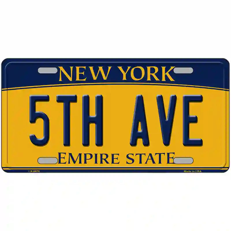 5th Ave New York Metal Novelty License Plate 12" x 6" (LP)