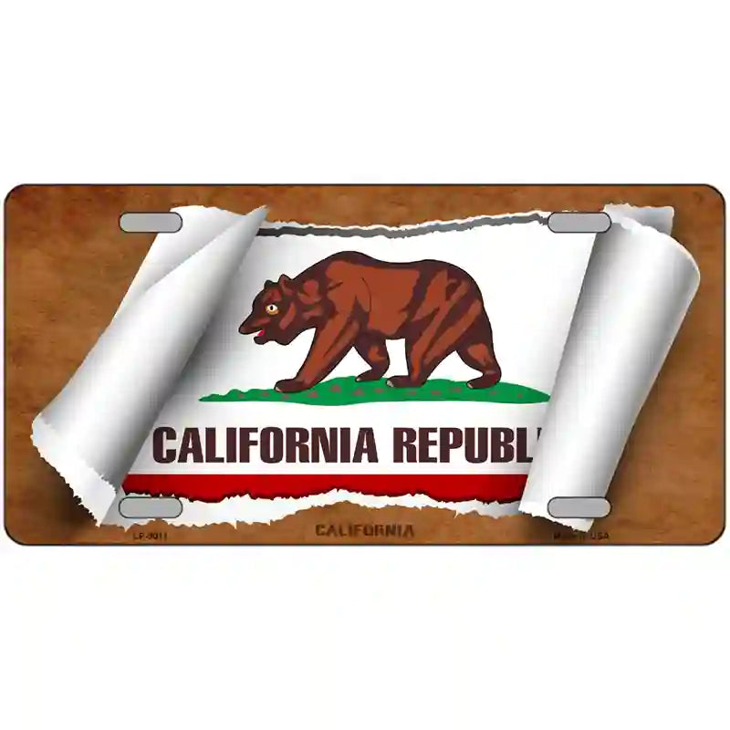 California Flag Scroll Metal Novelty License Plate 12" x 6" (LP)