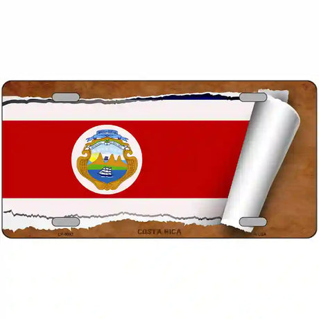 Costa Rica Flag Scroll Metal Novelty License Plate 12" x 6" (LP)