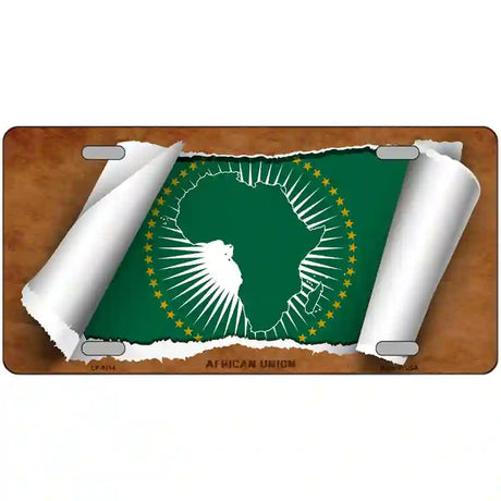 African Union Flag Scroll Metal Novelty License Plate 12" x 6" (LP)