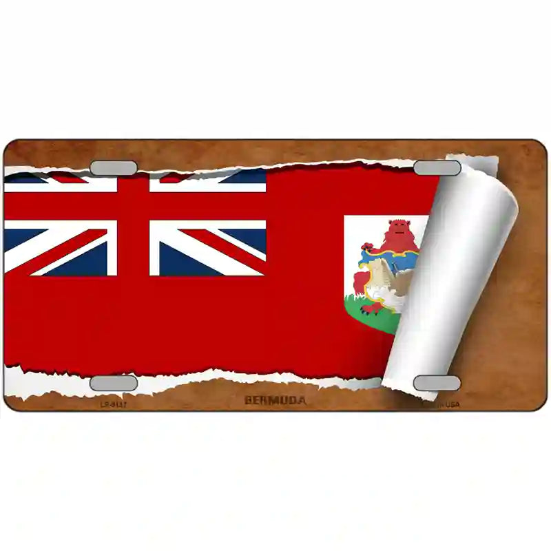 Bermuda Flag Scroll Metal Novelty License Plate 12" x 6" (LP)